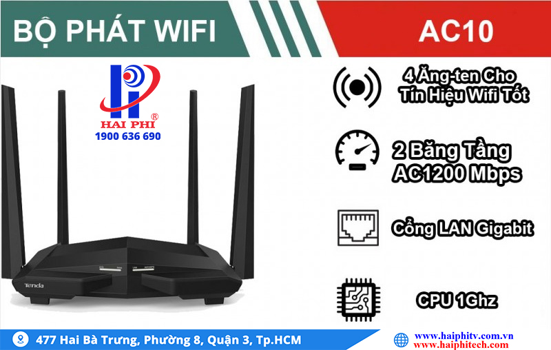Bộ phát Wifi Tenda AC10 - Hải Phi - Công Ty TNHH Hải Phi